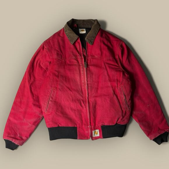 Carhartt Other - VTG 90s Carhartt Quilted Red Work Jacket Chore Santa Fe Men Medium Thrashed Coat